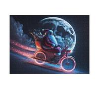 52x38cm/1000pcs Jigsaw Puzzles for Adults Santa Claus on A Motorcycle Under The Moonlight Jigsaw for Adults Relax Games For Family Fun for Is Ideal As A Gift 52x38cm/1000pcs