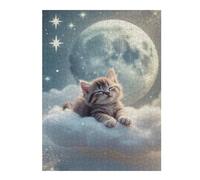 52x38cm/1000pcs Jigsaw Puzzles for Adults Sleeping Kitten on Cloud Jigsaw for Adults Family Game Precision Cutting Birthday And Unique Gifts 52x38cm/1000pcs