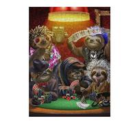 52x38cm/1000pcs Jigsaw Puzzles for Adults Sloth Playing Poker Game Adult Puzzles Brain Teaser Game Precision Cutting Difficult And Challenge 52x38cm/1000pcs