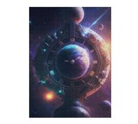 52x38cm/1000pcs Jigsaw Puzzles for Adults Space Earth Clock Puzzle for Adults Brain Teaser Game Presents for Women Parent-child Interaction 52x38cm/1000pcs