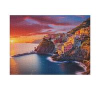 52x38cm/1000pcs Jigsaw Puzzles for Adults Sunset Over Coastal Village Jigsaw for Adults Relax Games For Family Fun for Is Ideal As A Gift 52x38cm/1000pcs
