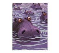 52x38cm/1000pcs Jigsaw Puzzles for Adults Surprised Hippos Puzzles for Adults Hands-on Game Perfect Decoration Unique Gifts for Birthday And Christmas 52x38cm/1000pcs