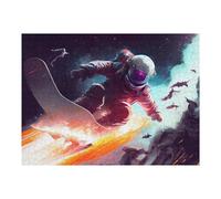 52x38cm/1000pcs Jigsaw Puzzles for Adults Teenagerss Astronaut Snowboarding in Space Puzzles for Adults Hands-on Game Precision Cutting Parent-child Interaction 52x38cm/1000pcs