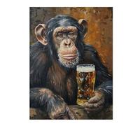 52x38cm/1000pcs Jigsaw Puzzles for Adults Teenagerss Beer Drinking Monkey Jigsaw Puzzle Relaxing Games Analysis And Logic Birthday And Unique Gifts 52x38cm/1000pcs