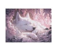 52x38cm/1000pcs Jigsaw Puzzles for Adults Teenagerss Cherry Blossom Dreams Serene Wolf Illustration Puzzles for Adults Hands-on Game Precision Cutting Parent-child Interaction 52x38cm/1000pcs