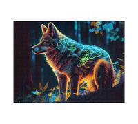 52x38cm/1000pcs Jigsaw Puzzles for Adults Teenagerss Neon Wolf in Enchanted Forest -1 Puzzles for Adults Hands-on Game Precision Cutting Parent-child Interaction 52x38cm/1000pcs
