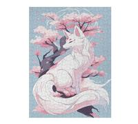52x38cm/1000pcs Jigsaw Puzzles for Adults Teenagerss White Kitsune Sakura Tree Jigsaw Puzzle Relaxing Games Analysis And Logic Birthday And Unique Gifts 52x38cm/1000pcs
