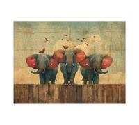 52x38cm/1000pcs Jigsaw Puzzles for Adults Three Elephants Vintage Jigsaw for Adults Anti-Stress Toys A Work of Art Birthday And Unique Gifts 52x38cm/1000pcs