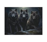52x38cm/1000pcs Jigsaw Puzzles for Adults Three Mystical Wolves in The Moonlight Jigsaw for Adults Family Games Presents for Women Parent-child Interaction 52x38cm/1000pcs