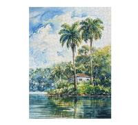 52x38cm/1000pcs Jigsaw Puzzles for Adults Tropical Island Calm Puzzle for Adults Brain Teaser Game Presents for Women Parent-child Interaction 52x38cm/1000pcs