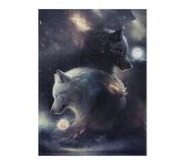 52x38cm/1000pcs Jigsaw Puzzles for Adults Two Wolves in The Moonlight -1 Puzzle for Adults Brain Teaser Game Presents for Women Parent-child Interaction 52x38cm/1000pcs