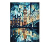 52x38cm/1000pcs Jigsaw Puzzles for Teenagerss Abstract Cubist London Skyline with Iconic Landmarks Adult Jigsaw Family Game But Fun And Humorous Fun at Home Activities, 52x38cm/1000pcs