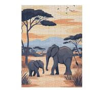 52x38cm/1000pcs Jigsaw Puzzles for Teenagerss African Elephant Family Jigsaw Brain Teaser Game Wall Decoration Unique Birthday And Xmas Gifts 52x38cm/1000pcs