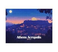 52x38cm/1000pcs Jigsaw Puzzles for Teenagerss Athens Acropolis Greece Nightscape Illustration Jigsaw for Adults Anti-Stress Toys Perfect Decoration Help The Brain Exercise 52x38cm/1000pcs
