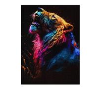 52x38cm/1000pcs Jigsaw Puzzles for Teenagerss Colorful Lion Roar Artwork -2 Puzzles for Adults Hands-on Game Difficult Challenge Help The Brain Exercise 52x38cm/1000pcs