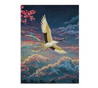 52x38cm/1000pcs Jigsaw Puzzles for Teenagerss Crane in Flight with Cherry Blossoms Jigsaw Brain Teaser Game Wall Decoration Unique Birthday And Xmas Gifts 52x38cm/1000pcs