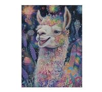 52x38cm/1000pcs Jigsaw Puzzles for Teenagerss Floral Llama - Vibrant Fine Art Portrait Jigsaw for Adults Family Game Difficult Hard Christmas Birthday Gifts 52x38cm/1000pcs