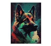 52x38cm/1000pcs Jigsaw Puzzles for Teenagerss German Shepherd Drawn Puzzles for Adults Hands-on Game Difficult Challenge Help The Brain Exercise 52x38cm/1000pcs