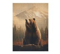 52x38cm/1000pcs Jigsaw Puzzles for Teenagerss Grizzly Bear Art Mountains Puzzles for Adults Hands-on Game Difficult Challenge Help The Brain Exercise 52x38cm/1000pcs