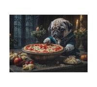 52x38cm/1000pcs Jigsaw Puzzles for Teenagerss Grumpy Pug And Pizza Jigsaws for Adults Toy Wall Decor Wall Decoration Unique Birthday And Gifts 52x38cm/1000pcs