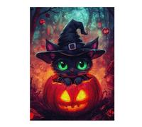 52x38cm/1000pcs Jigsaw Puzzles for Teenagerss Halloween Witch Cat Jigsaw for Adults Family Game Difficult Hard Christmas Birthday Gifts 52x38cm/1000pcs