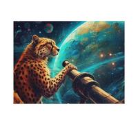 52x38cm/1000pcs Jigsaw Puzzles for Teenagerss Jigsaw Cheetah Observing The Universe Through A Telescope Puzzle for Adults Relax Games Improve Memory for Birthday, Chrismas 52x38cm/1000pcs