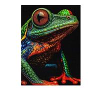 52x38cm/1000pcs Jigsaw Puzzles for Teenagerss Jigsaw Colorful Frog Portrait on Black Background Adult Puzzles Hands-on Game Home Decoration for Birthday, Chrismas 52x38cm/1000pcs