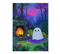 52x38cm/1000pcs Jigsaw Puzzles for Teenagerss Jigsaw Cozy Ghost by The Fireplace Puzzle for Adults Relax Games Improve Memory for Birthday, Chrismas 52x38cm/1000pcs