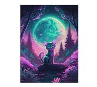 52x38cm/1000pcs Jigsaw Puzzles for Teenagerss Jigsaw Enchanted Forest Moonlit Cat Jigsaw Fun Games Analysis And Logic for Birthday, Chrismas 52x38cm/1000pcs