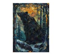 52x38cm/1000pcs Jigsaw Puzzles for Teenagerss Jigsaw Mystic Stained Glass Bear Jigsaw Puzzle Toy Wall Decor Wall Art Unique Birthday And Gifts 52x38cm/1000pcs