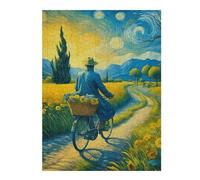 52x38cm/1000pcs Jigsaw Puzzles for Teenagerss Jigsaw Starry Night Cyclist Jigsaw for Adults Relaxing Games Improve Memory Unique Birthday And Gifts 52x38cm/1000pcs