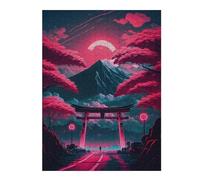 52x38cm/1000pcs Jigsaw Puzzles for Teenagerss Jigsaw Torii Gate Under A Pink Moon Adult Jigsaw Puzzle Fun Games Precision Cutting Help The Brain Exercise 52x38cm/1000pcs