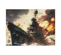 52x38cm/1000pcs Jigsaw Puzzles for Teenagerss Jigsaw Warship in Flames Epic Battle Scene Puzzle for Adults Relax Games Improve Memory for Birthday, Chrismas 52x38cm/1000pcs