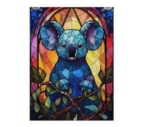 52x38cm/1000pcs Jigsaw Puzzles for Teenagerss Koala Bear Stained Glass Jigsaw for Adults Fun Games A Work of Art Christmas Birthday Gifts 52x38cm/1000pcs