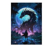 52x38cm/1000pcs Jigsaw Puzzles for Teenagerss Moonlit Dragon Confrontation Puzzles for Adults Family Games Wall Decoration Deal As Gifts for The Whole Family 52x38cm/1000pcs