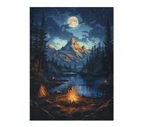 52x38cm/1000pcs Jigsaw Puzzles for Teenagerss Mountain Campfire Camping Puzzles for Adults Family Games Wall Decoration Deal As Gifts for The Whole Family 52x38cm/1000pcs