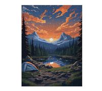52x38cm/1000pcs Jigsaw Puzzles for Teenagerss Mountain Lake Camping Scene Jigsaw Relax Games But Fun And Humorous Unique Birthday And Xmas Gifts 52x38cm/1000pcs