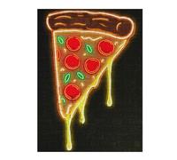 52x38cm/1000pcs Jigsaw Puzzles for Teenagerss Neon Pizza Slice on A Wall Acrylic Artwork Teenagers Puzzles Family Games But Fun And Humorous Stress Reduction Gifts 52x38cm/1000pcs