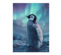 52x38cm/1000pcs Jigsaw Puzzles for Teenagerss Penguin Chick Under Aurora Borealis Jigsaws for Adults Toy Wall Decor Difficult Hard Help The Brain Exercise 52x38cm/1000pcs