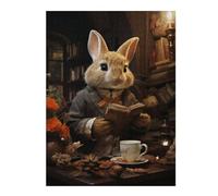 52x38cm/1000pcs Jigsaw Puzzles for Teenagerss Rabbit Drinking Tea Puzzles for Adults Hands-on Game Difficult Challenge Help The Brain Exercise 52x38cm/1000pcs