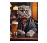 52x38cm/1000pcs Jigsaw Puzzles for Teenagerss Scottish Fold Cat in Pub Jigsaws for Adults Toy Wall Decor Difficult Hard Help The Brain Exercise 52x38cm/1000pcs
