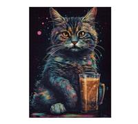 52x38cm/1000pcs Jigsaw Puzzles for Teenagerss The Asheera Cat Coffee Jigsaw for Adults Fun Games A Work of Art Christmas Birthday Gifts 52x38cm/1000pcs