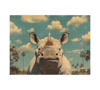 52x38cm/1000pcs Jigsaw Puzzles for Teenagerss Vintage Rhino Portrait Jigsaw for Adults Anti-Stress Toys Perfect Decoration Help The Brain Exercise 52x38cm/1000pcs