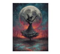 52x38cm/1000pcs Jigsaw Puzzles for Teenagerss Witch Skeleton Dancing Under Full Moon Jigsaw Brain Teaser Game Wall Decoration Unique Birthday And Xmas Gifts 52x38cm/1000pcs