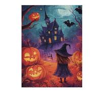 52x38cm/1000pcs Jigsaw Puzzles- Halloween Witch And Haunted House Jigsaws for Adults Brain Teaser Game Precision Cutting Deal As Gifts for The Whole Family 52x38cm/1000pcs