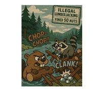52x38cm/1000pcs Jigsaw Puzzles- Illegal Lumberjacking Cartoon with Beaver And Raccoon Jigsaws for Adults Brain Teaser Game Precision Cutting Deal As Gifts for The Whole Family 52x38cm/1000pcs