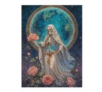 52x38cm/1000pcs Jigsaw Puzzles- La Niña Blanca, Santa Muerte in White Robe with Roses Jigsaws for Adults Brain Teaser Game Precision Cutting Deal As Gifts for The Whole Family 52x38cm/1000pcs