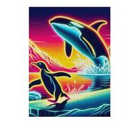 52x38cm/1000pcs Jigsaw Puzzles- Penguin Escapes Orca Jigsaws for Adults Family Games Improve Memory Deal As Gifts for The Whole Family 52x38cm/1000pcs