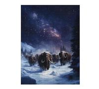 52x38cm/1000pcs Jigsaw Puzzles- Woolly Mammoths Under The Night Sky Jigsaws for Adults Brain Teaser Game Precision Cutting Deal As Gifts for The Whole Family 52x38cm/1000pcs