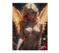 52x38cm/1000pcs Jigsaws Adults Puzzles Gifts Angelic Figure with Golden Wings Jigsaw for Adults Fun Games Birthday Present Great Gift for Gaming 52x38cm/1000pcs